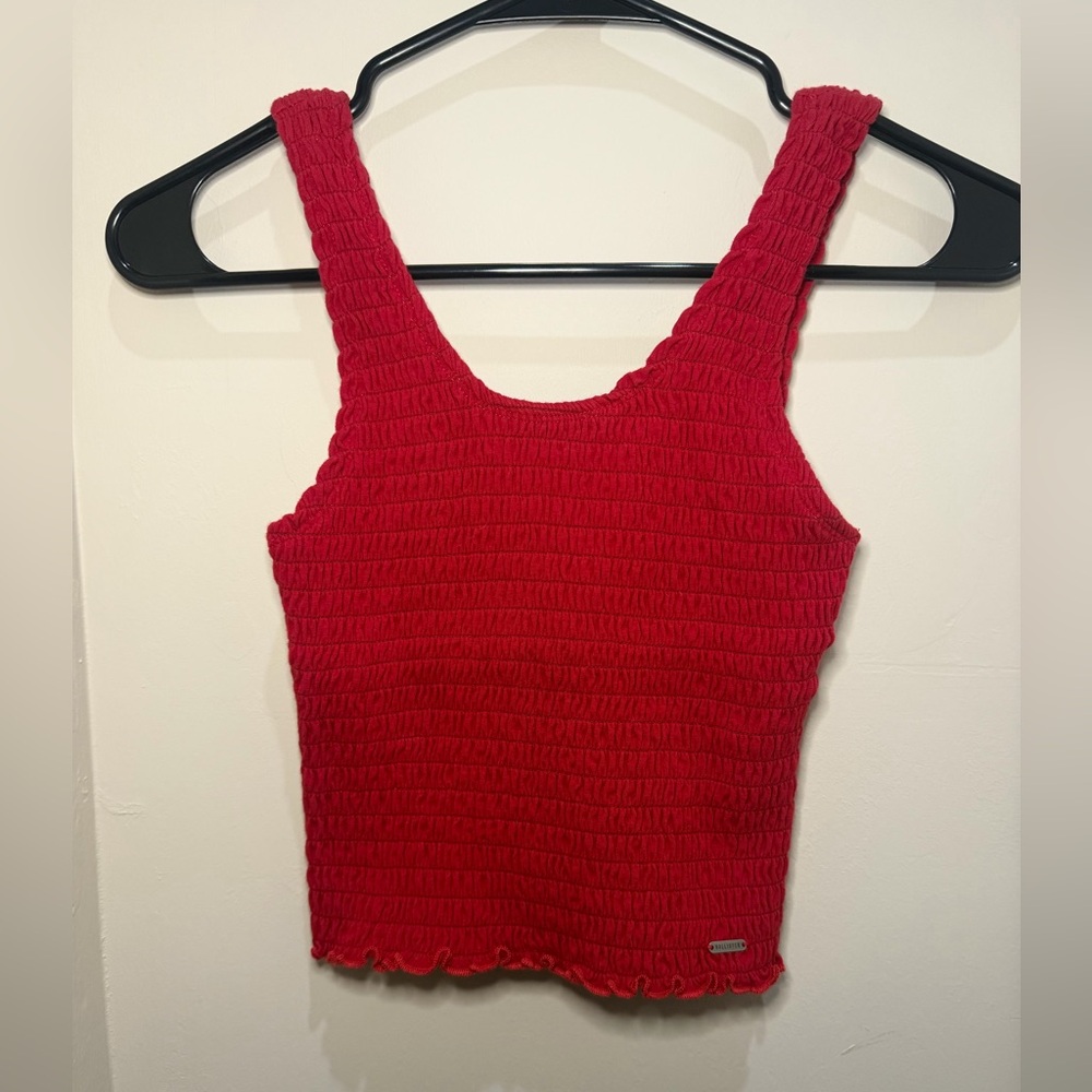 Hollister Red Smocked Tank Crop Top